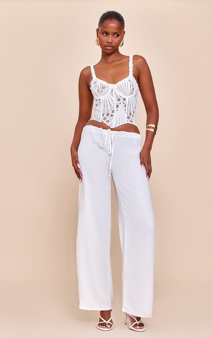 Pretty Little Thing White Strappy Textured Sheer Floral Lace Corset