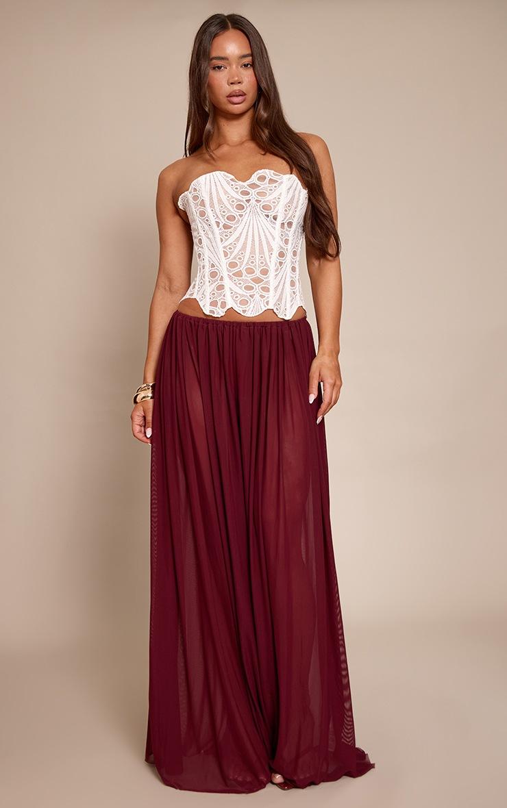 Pretty Little Thing White Textured Sheer Floral Lace Corset