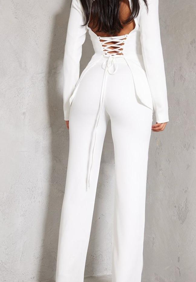 Pretty Little Thing White Wide Leg High Waist Pants