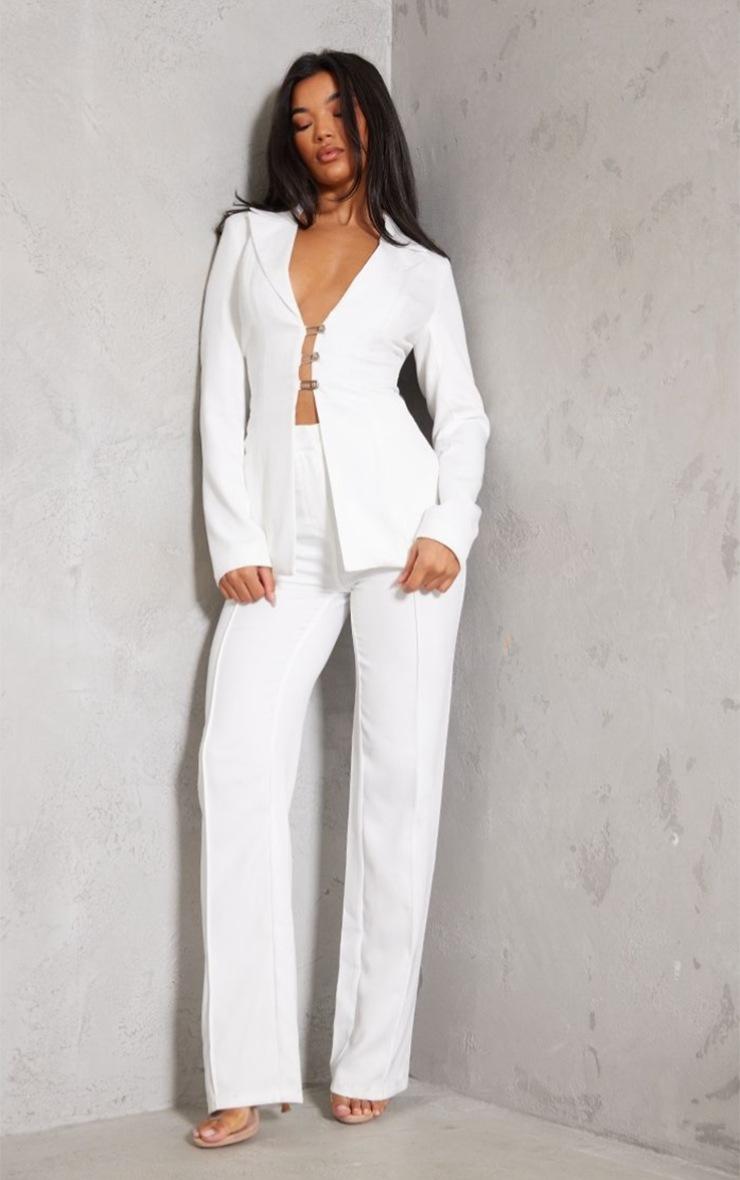 Pretty Little Thing White Wide Leg High Waist Pants Pretty Little Thing White Wide Leg High Waist Pants