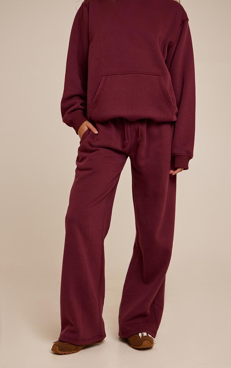 Pretty Little Thing Wine Cotton Fleece Straight Leg Sweatpants