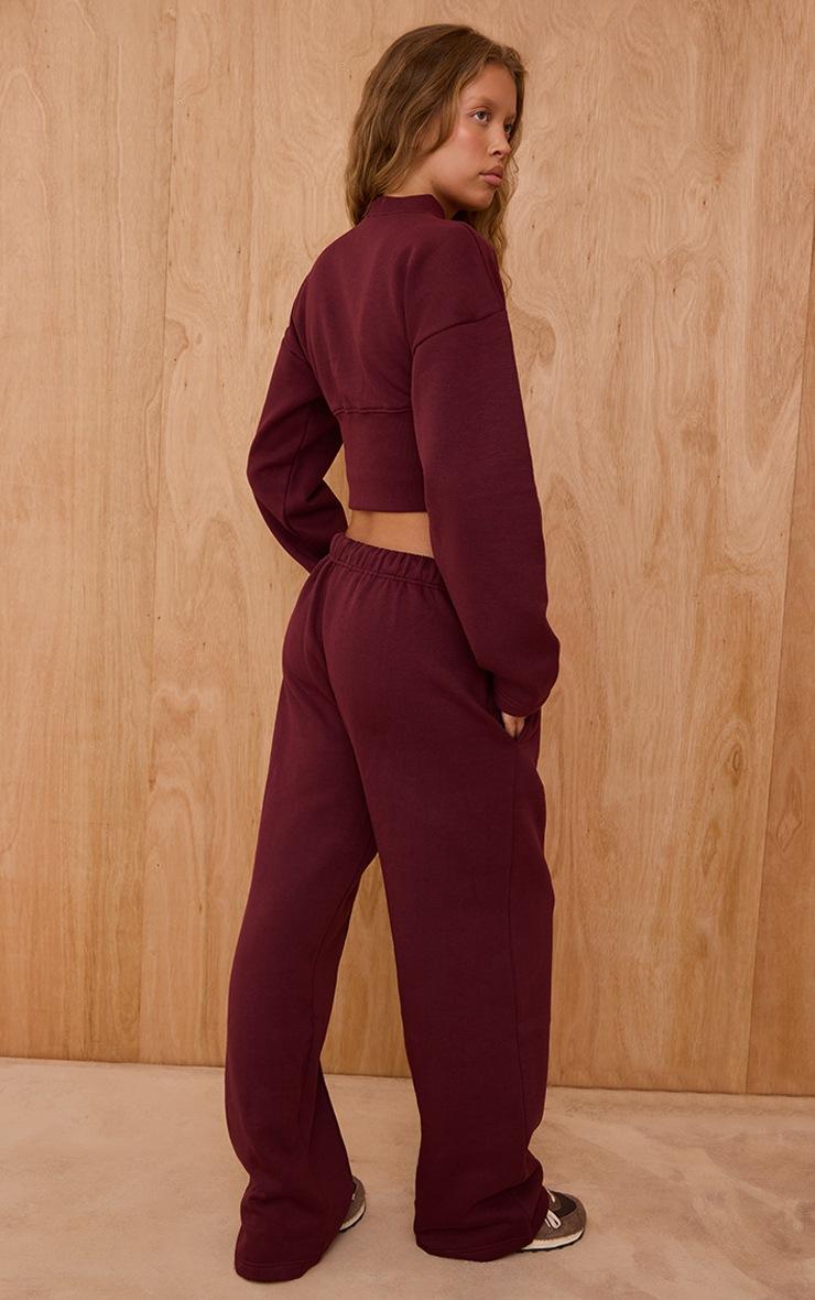 Pretty Little Thing Wine Seam Detail Wide Leg Sweatpants