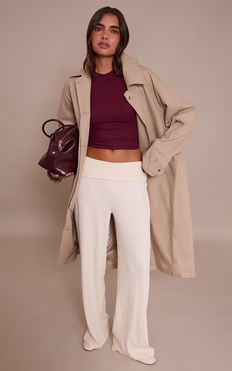 Pretty Little Thing Wine Soft Rib Crew Neck Short Sleeve Top