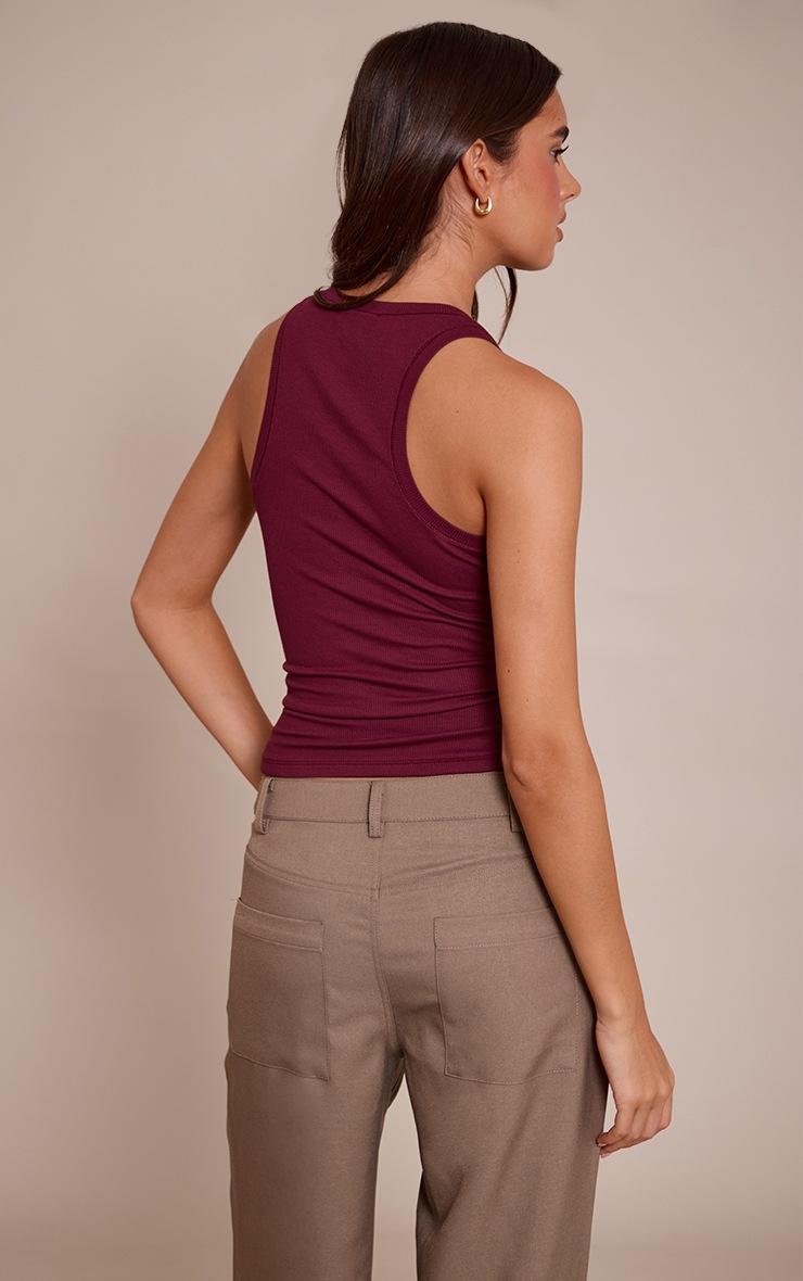 Pretty Little Thing Wine Soft Rib Scoop Neck Vest Top