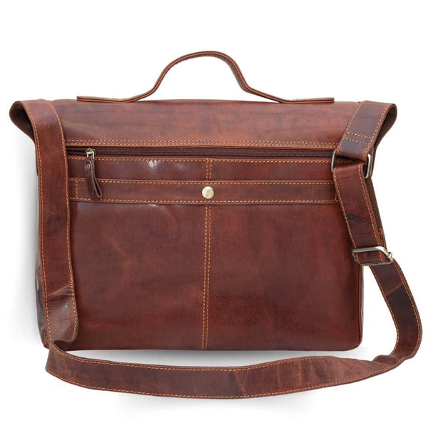 Primehide Brown Bridge Briefcase With Leather Strap