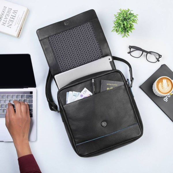 Primehide Classic Leather Messenger Bag For Work & Everyday Miles Hudson