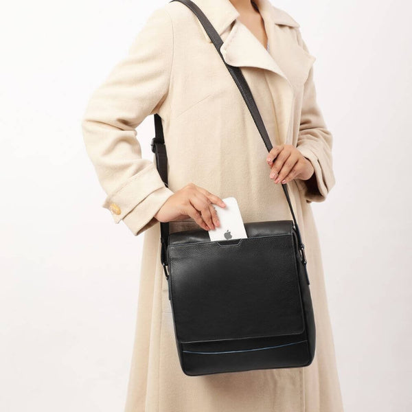 primehide Classic Leather Messenger Bag for Work & Everyday Miles Hudson