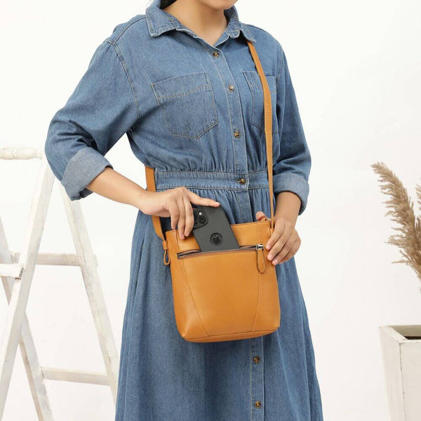 Primehide Classic Waxy Leather Crossbody Bag For Everyday Mabel Chester