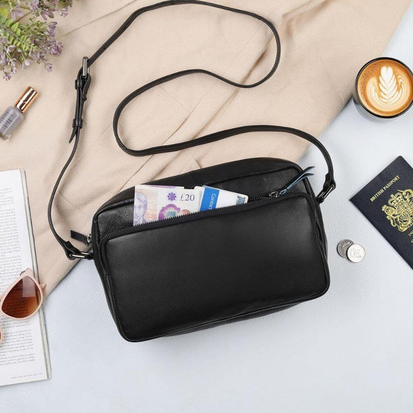 Primehide Everyday Leather Handbag With Zip-Top & Crossbody Strap Iris Hudson