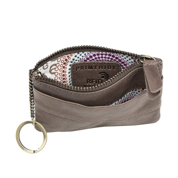 Primehide Final Sale – Brown Leather Pouch | RFID Secure | Zip Purse & Keyring | Limited Stock