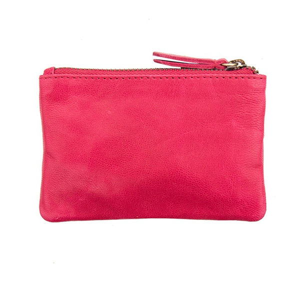 Primehide Final Sale – Rhubarb Leather Pouch | RFID Secure | Zip & Keyring | Limited Stock