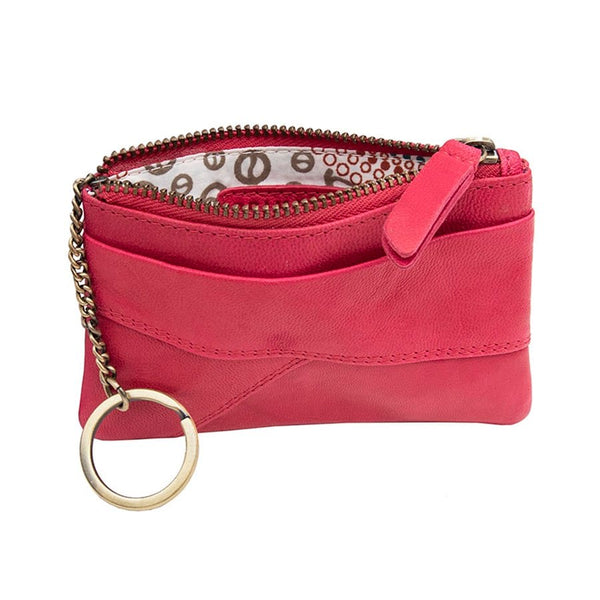 Primehide Final Sale – Rhubarb Leather Pouch | RFID Secure | Zip & Keyring | Limited Stock