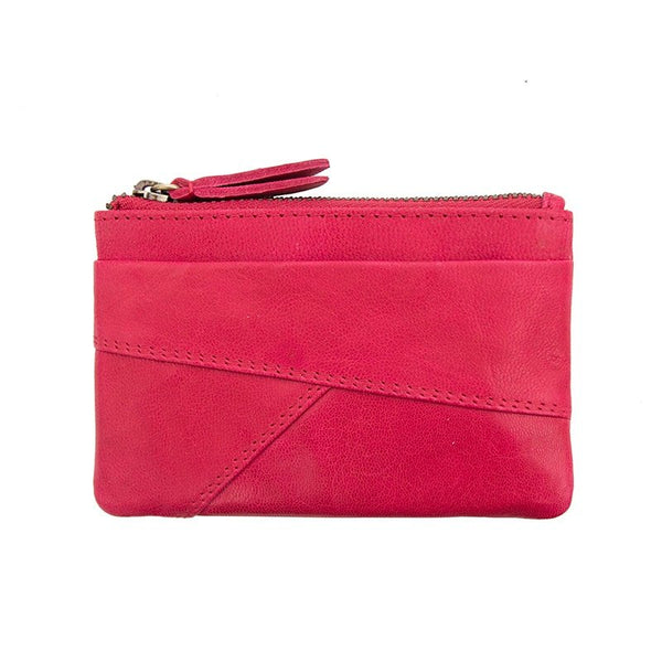 primehide Final Sale – Rhubarb Leather Pouch | RFID Secure | Zip & Keyring | Limited Stock