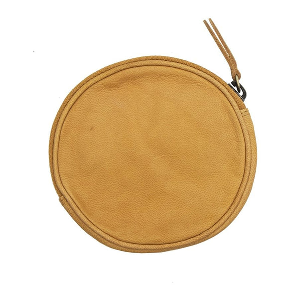 Primehide Final Sale – Yellow Round Zipped Coin Pouch | RFID Secure | Limited Stock