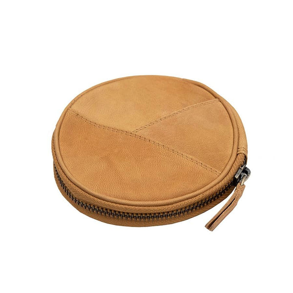 Primehide Final Sale – Yellow Round Zipped Coin Pouch | RFID Secure | Limited Stock
