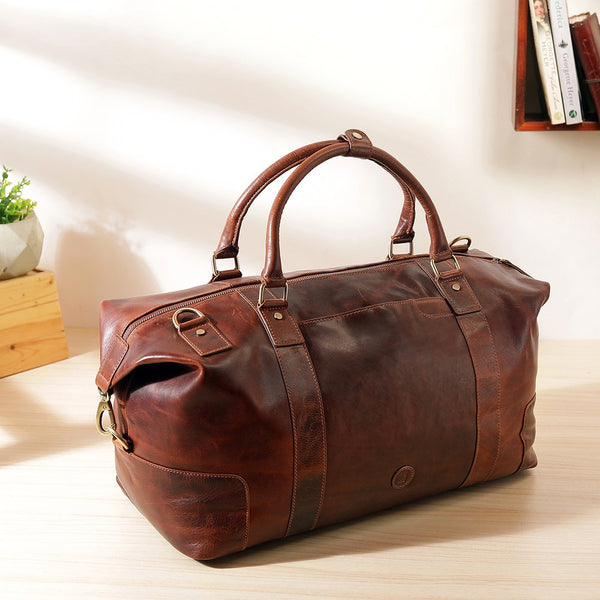 Primehide Large Full-Grain Leather Holdall Travel Bag – Orion
