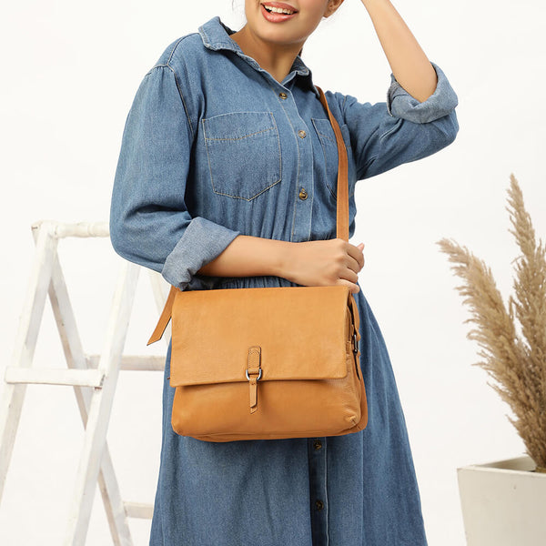 primehide Leather Crossbody Bag with Buckle Detail Reese Hudson