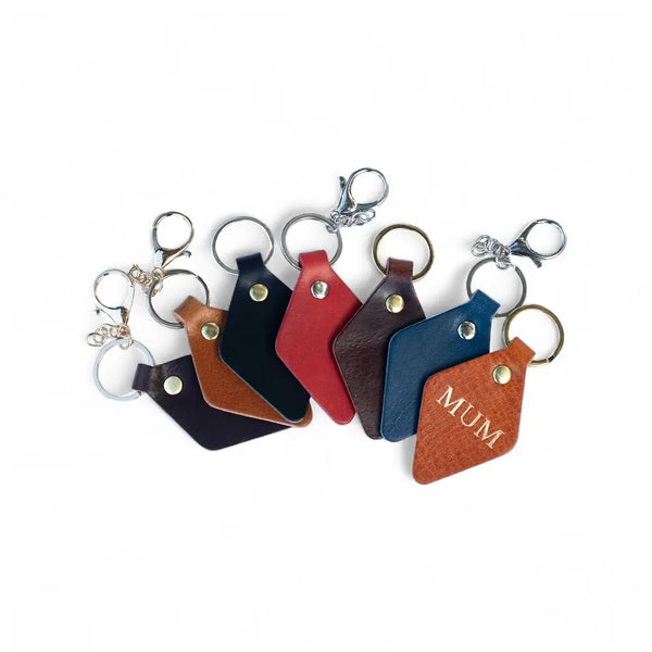 Primehide Leather Keyring Diamond Shape Handmade In The UK | Personalised Gift