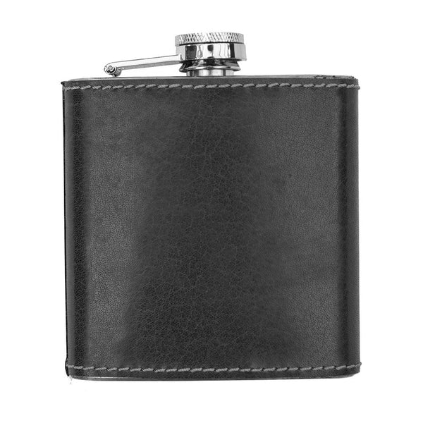 Primehide Personalised 6oz Hip Flask With Engraved Leather Sleeve