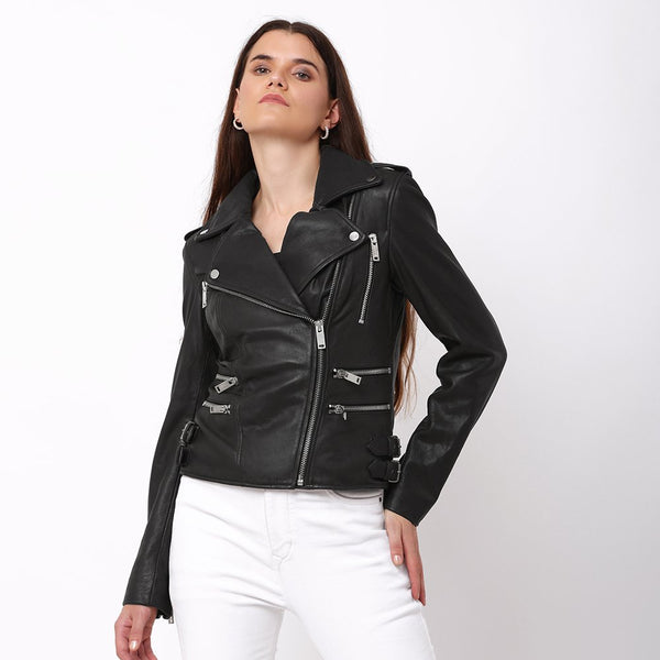 Primehide Asymmetric Biker Leather Jacket Rolly