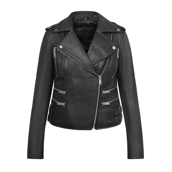 Primehide Asymmetric Biker Leather Jacket Rolly