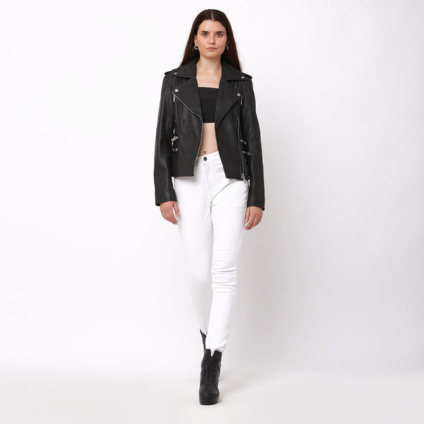 primehide Asymmetric Biker Leather Jacket Rolly