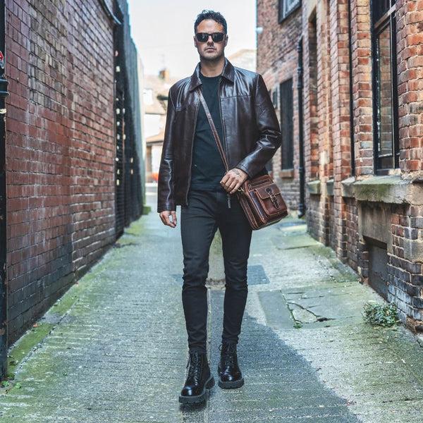 Primehide Leather Crossbody Messenger Bag Brown