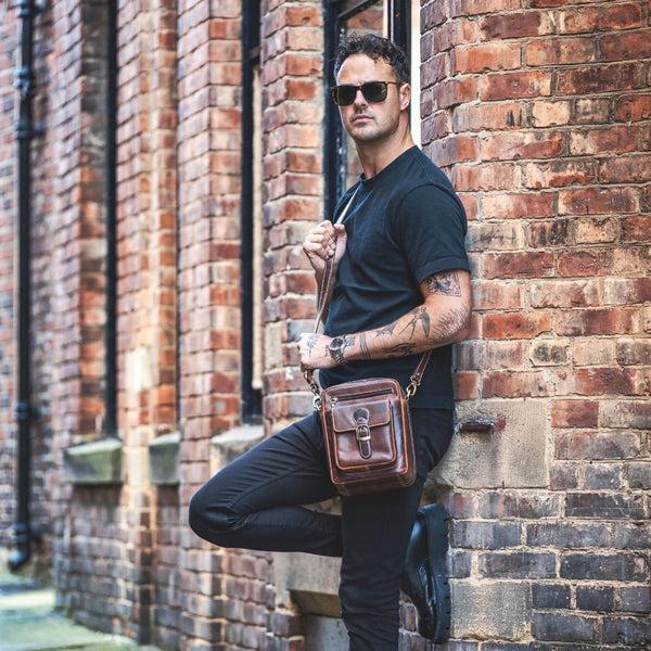 Primehide Leather Crossbody Messenger Bag Brown