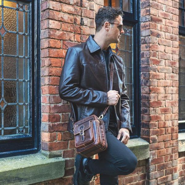 Primehide Leather Crossbody Messenger Bag Brown