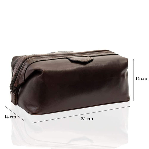 Primehide Luxury Leather Washbag - Sandro Tuscan