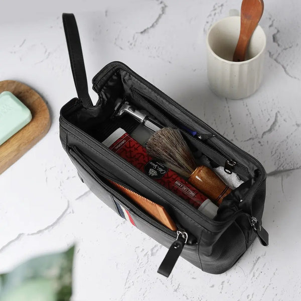 Primehide Mens Leather Wash Bag - Texan