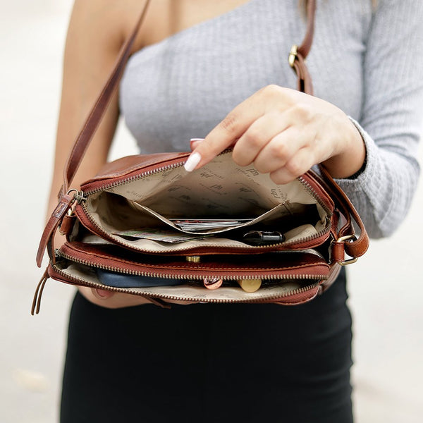 Primehide Orion Leather Handbag Double Zipper