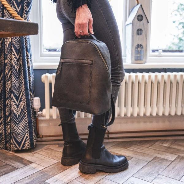 Primehide Rica Women's Black Leather Backpack