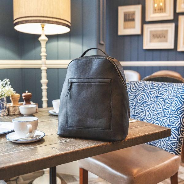 Primehide Rica Women's Black Leather Backpack