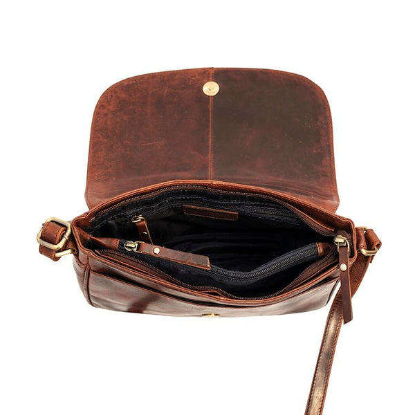 Primehide Roma Flapover Crossbody Bag Brown