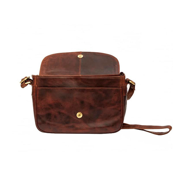 Primehide Roma Flapover Crossbody Bag Brown