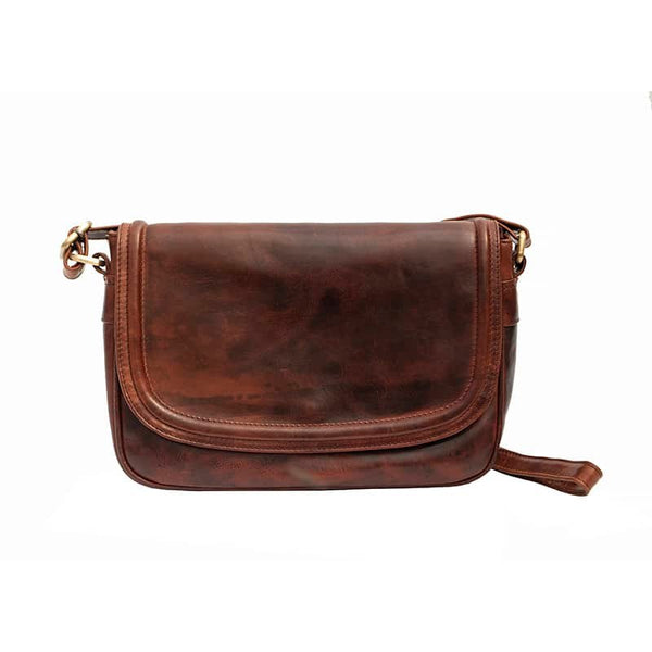 primehide Roma Flapover Crossbody Bag Brown