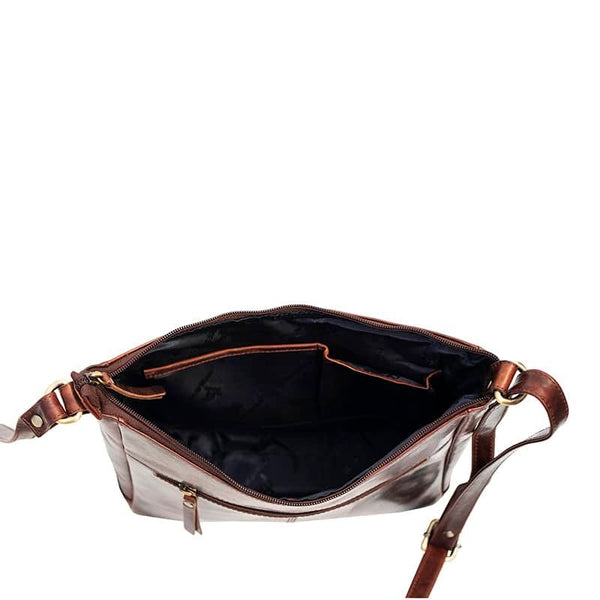 Primehide Roma Front Pocket Crossbody Bag Brown