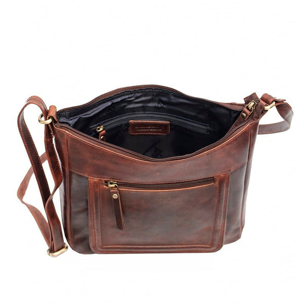 Primehide Roma Front Pocket Crossbody Bag Brown