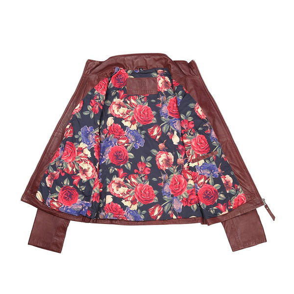 Primehide Women's Burgundy Leather Jacket – Reilly