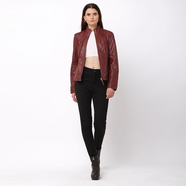 Primehide Women's Burgundy Leather Jacket – Reilly