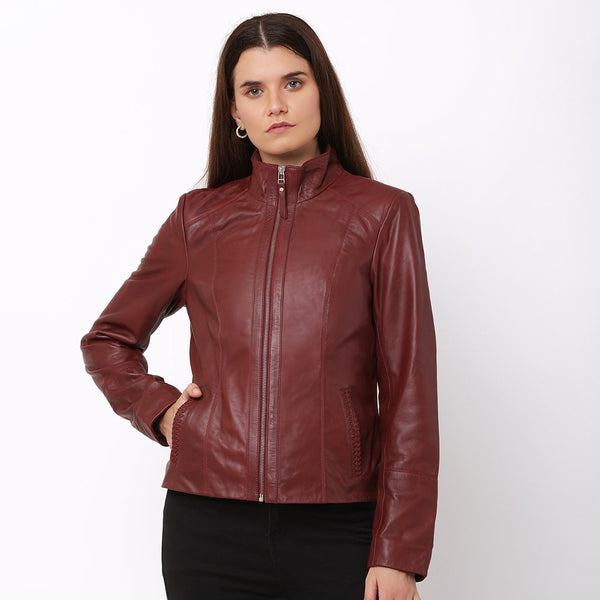 primehide Women's Burgundy Leather Jacket – Reilly