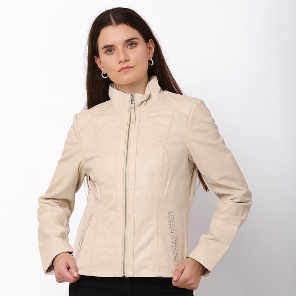 primehide Women's Cream Leather Jacket – Reilly