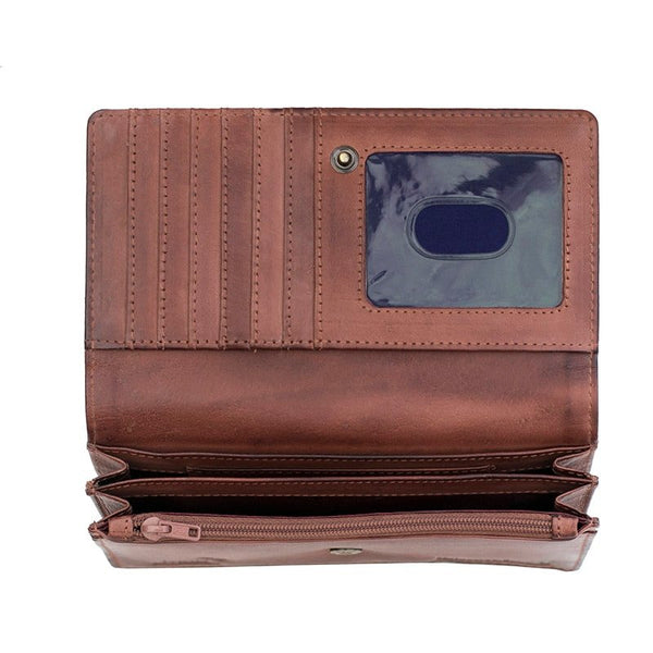 Primehide Ridgeback Leather Matinee Purse Rfid Brown