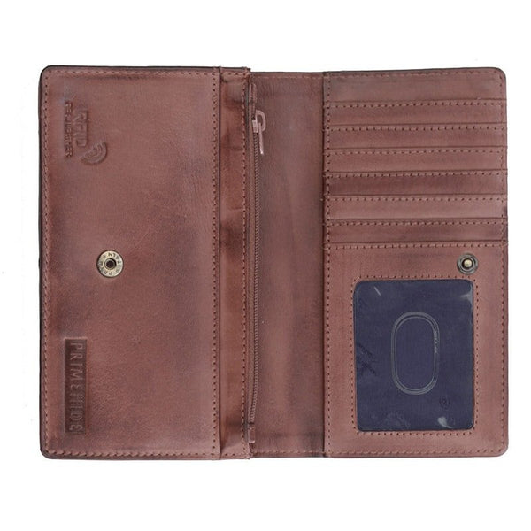 Primehide Ridgeback Leather Matinee Purse Rfid Brown