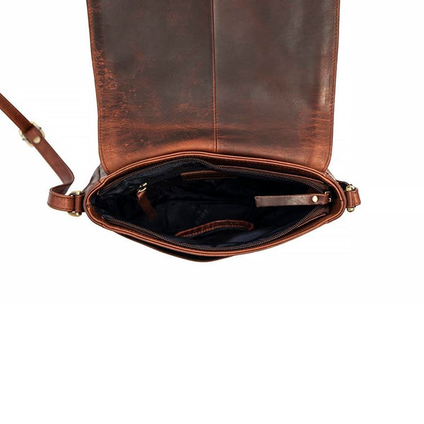 Primehide Roma Full Flap Shoulder Crossbody Bag Brown