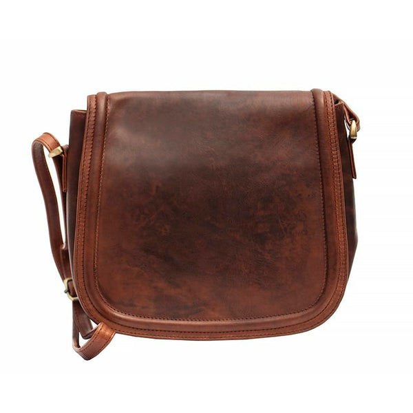 primehide Roma Full Flap Shoulder Crossbody Bag Brown