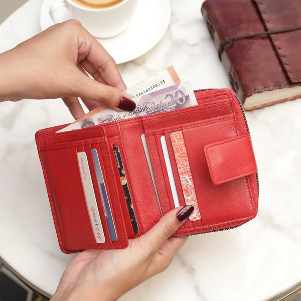 Primehide Velura Leather Purse Medium Zip Around Trifold