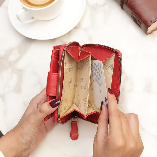 Primehide Velura Leather Purse Medium Zip Around Trifold