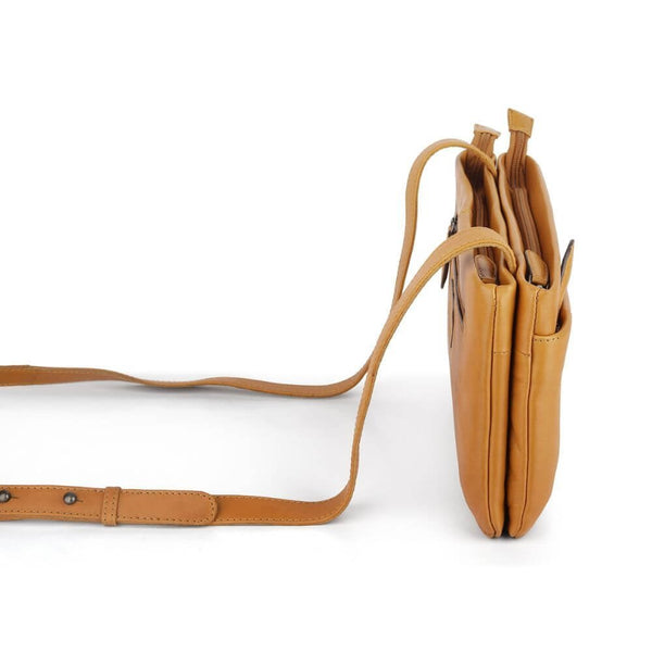 Primehide Waxy Leather Crossbody Bag With Triple Compartment Rose Chester